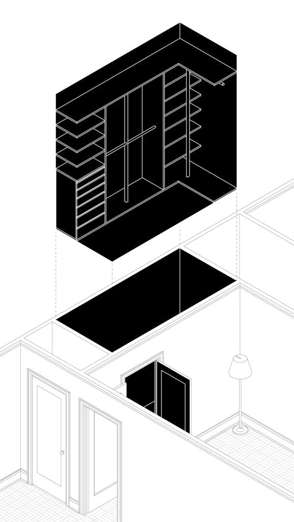 Wooden Closet. Exploded isometric